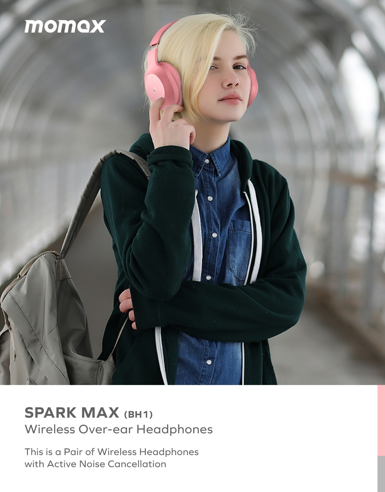 BH1Spark Max 頭戴式無線主動降噪耳機(粉紅色）